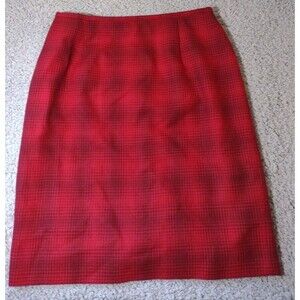 Rena Rowan for Saville Red Plaid Sz 16 Wool Skirt Old Teachercore Made In Usa